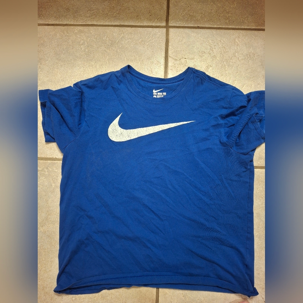 Nike Blue T-Shirt with White Logo (XL)